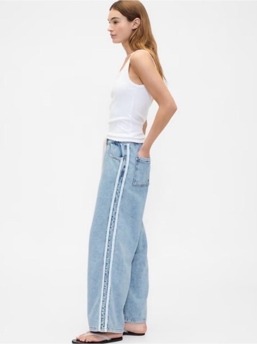 NWT GAP High Rise Wide Leg Striped Jean - Picture 2 of 10